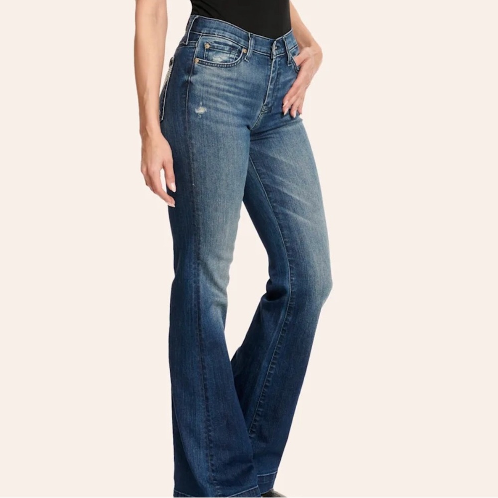 7 For All Mankind Medium Blue Straight Leg Jeans